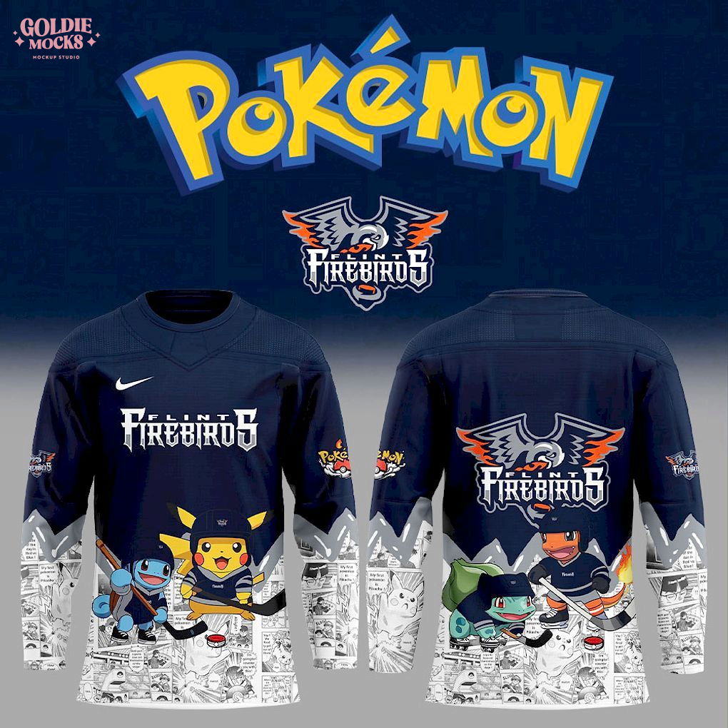 Flint Firebirds x Pokémon 2025 Premium Hockey Jersey Flint Firebirds x Pokémon 2025 Premium Hockey Jersey