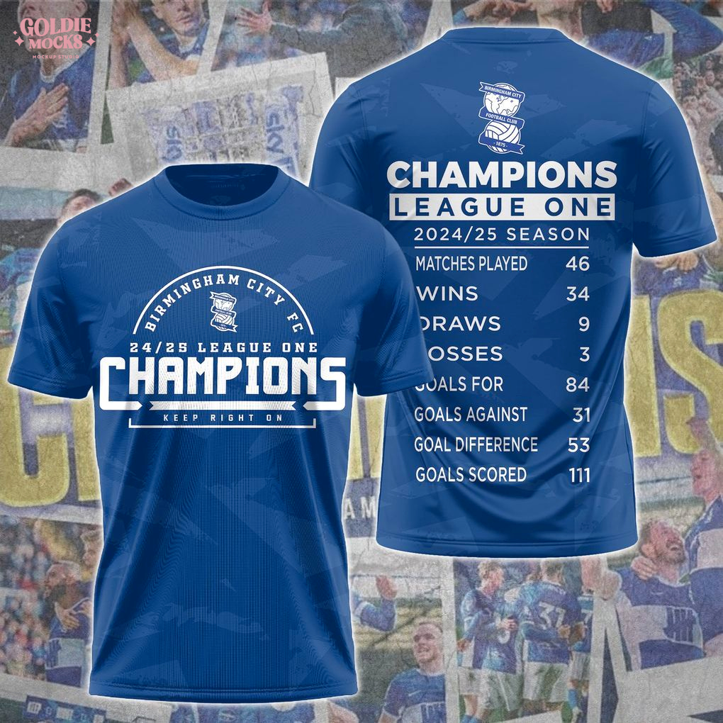 Birmingham City FC 2025 League One Champions T-Shirt Birmingham City FC 2025 League One Champions T-Shirt