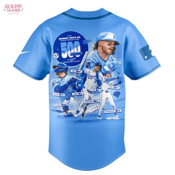 Bobby Witt Jr Five Hundred Games Kansas 2025 Jersey