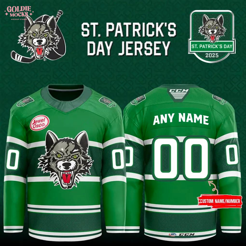 Chicago Wolves St. Patrick’s Day 2025 For Fans Hockey Jersey Chicago Wolves St. Patrick’s Day 2025 For Fans Hockey Jersey
