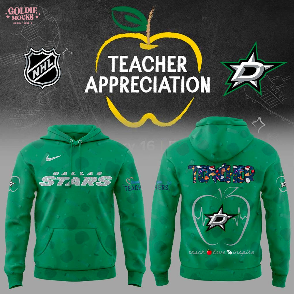 Dallas Stars Teacher Appreciation Day 2025 Special Hoodie Dallas Stars Teacher Appreciation Day 2025 Special Hoodie