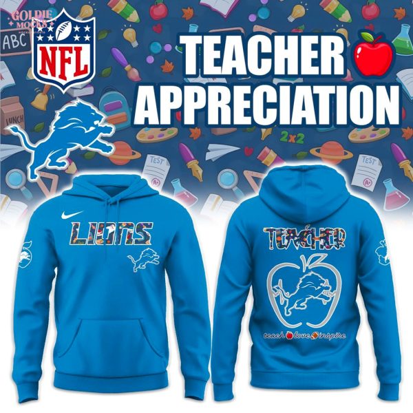 Detroit Lions Teacher Appreciation Blue 2025 Hoodie