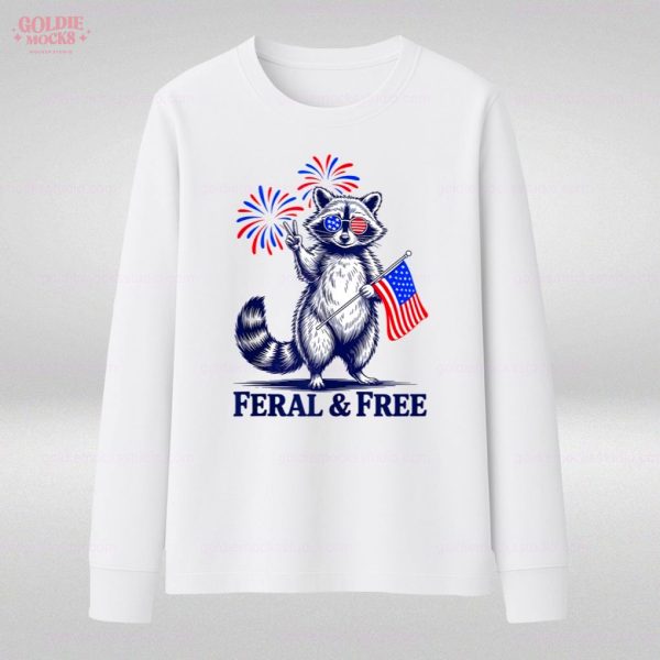 Feral And Free Funny Patriotic Racoon 4th July 2025 T-Shirt