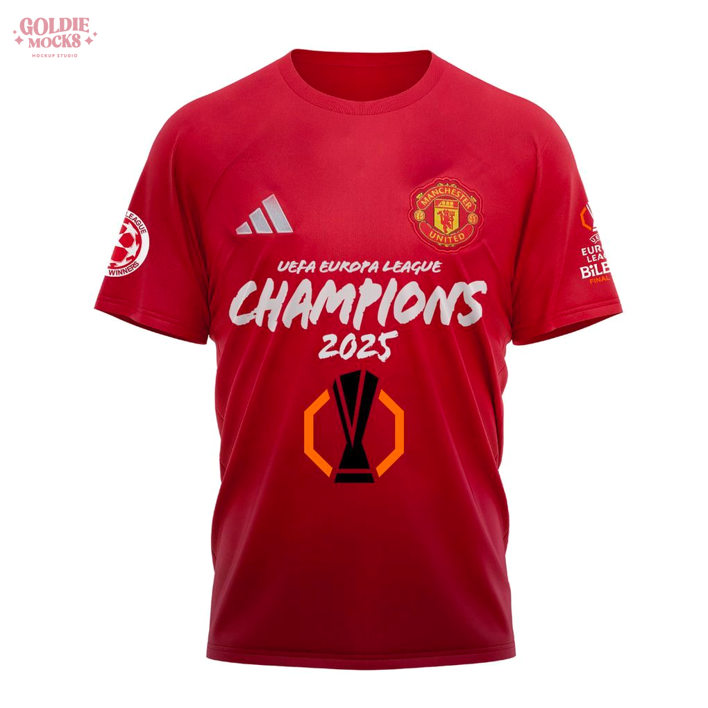 Manchester Utd Champions Europa League 2025 Red T-Shirt Manchester Utd Champions Europa League 2025 Red T-Shirt