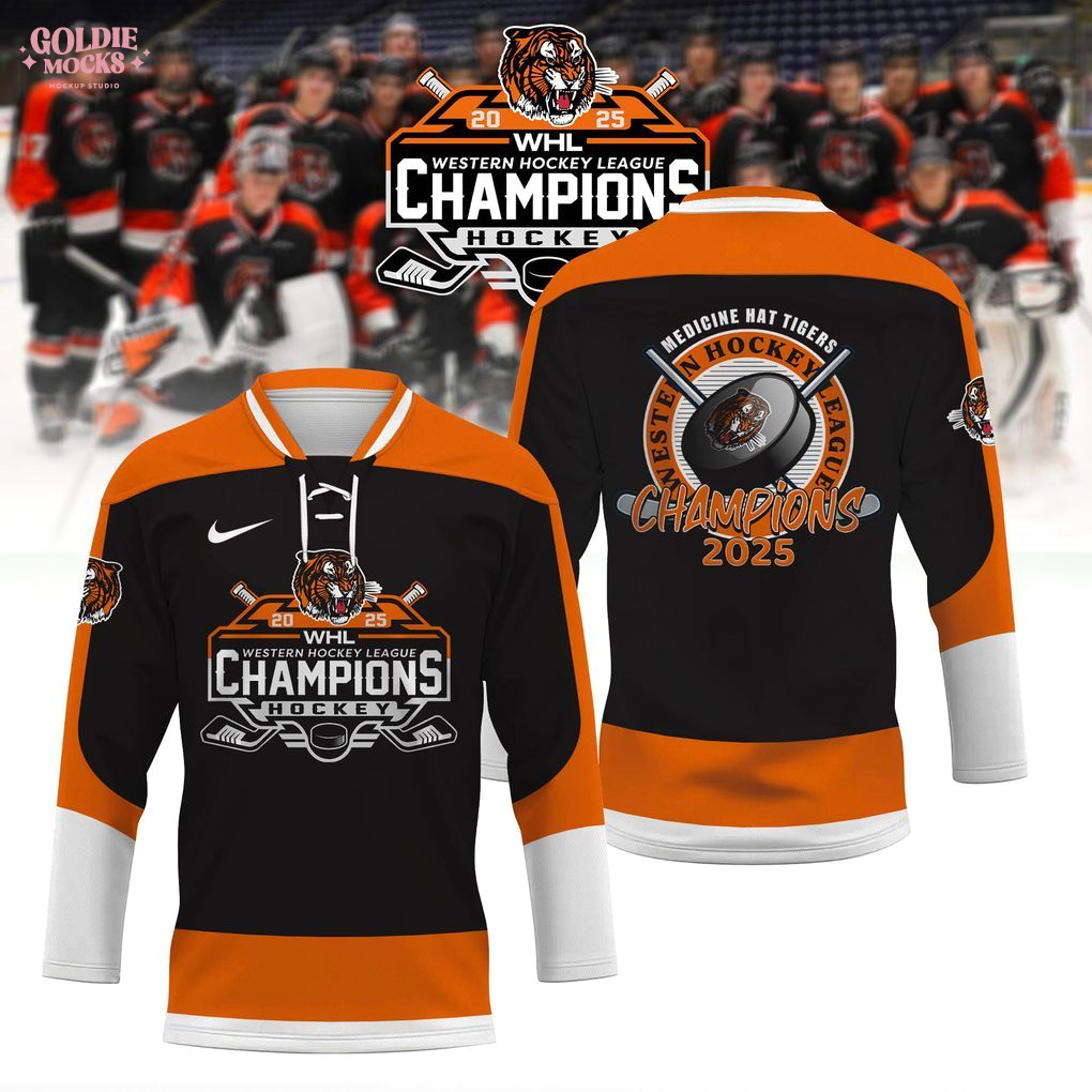 Medicine Hat Tigers 2025 Western Hockey League Champions Hockey Jersey Medicine Hat Tigers 2025 Western Hockey League Champions Hockey Jersey