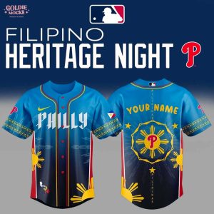 Philadelphia Phillies Filipino Heritage Night 2025 Special Gradient Custom Jersey