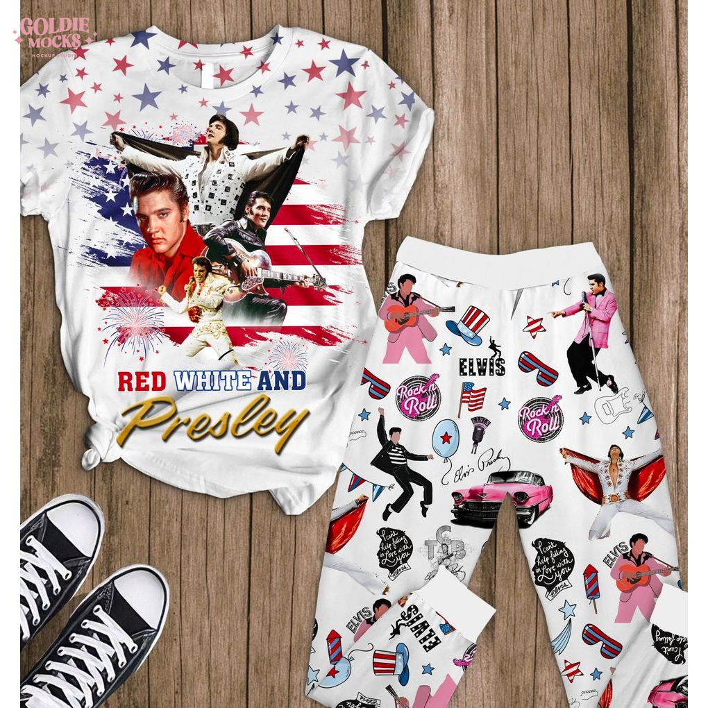 Red White And Presley Pajamas Set Red White And Presley Pajamas Set
