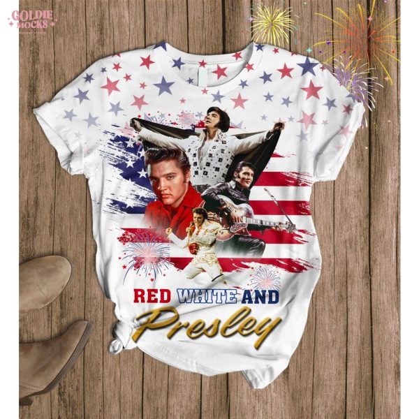 Red White And Presley Pajamas Set