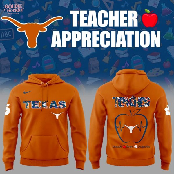 Texas Football Teacher Appreciation Love Inspire 2025 Hoodie