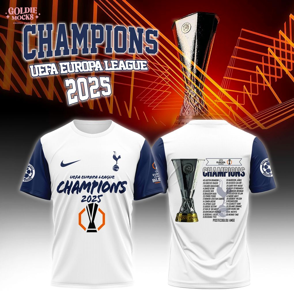 Tottenham UEFA Europa League 2025 Champions T-Shirt Tottenham UEFA Europa League 2025 Champions T-Shirt