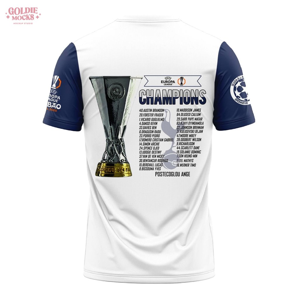 Tottenham UEFA Europa League 2025 Champions T-Shirt Tottenham UEFA Europa League 2025 Champions T-Shirt