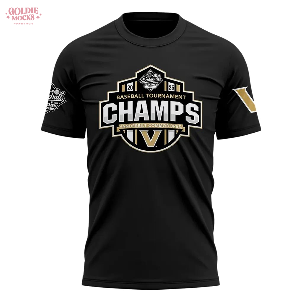 Vanderbilt Commodores 2025 SEC Champions 3D T-Shirt Vanderbilt Commodores 2025 SEC Champions 3D T-Shirt