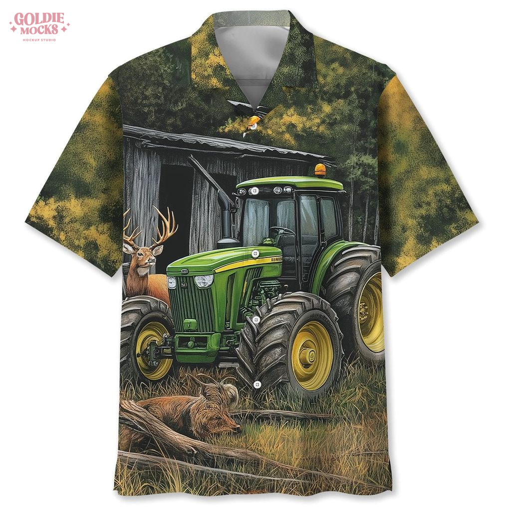 Vintage Art Tractor And Deer 2025 Hawaiian Shirt Vintage Art Tractor And Deer 2025 Hawaiian Shirt