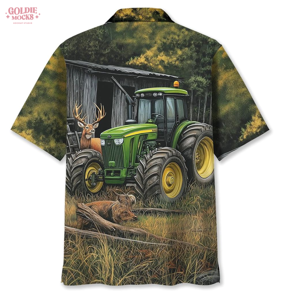 Vintage Art Tractor And Deer 2025 Hawaiian Shirt Vintage Art Tractor And Deer 2025 Hawaiian Shirt