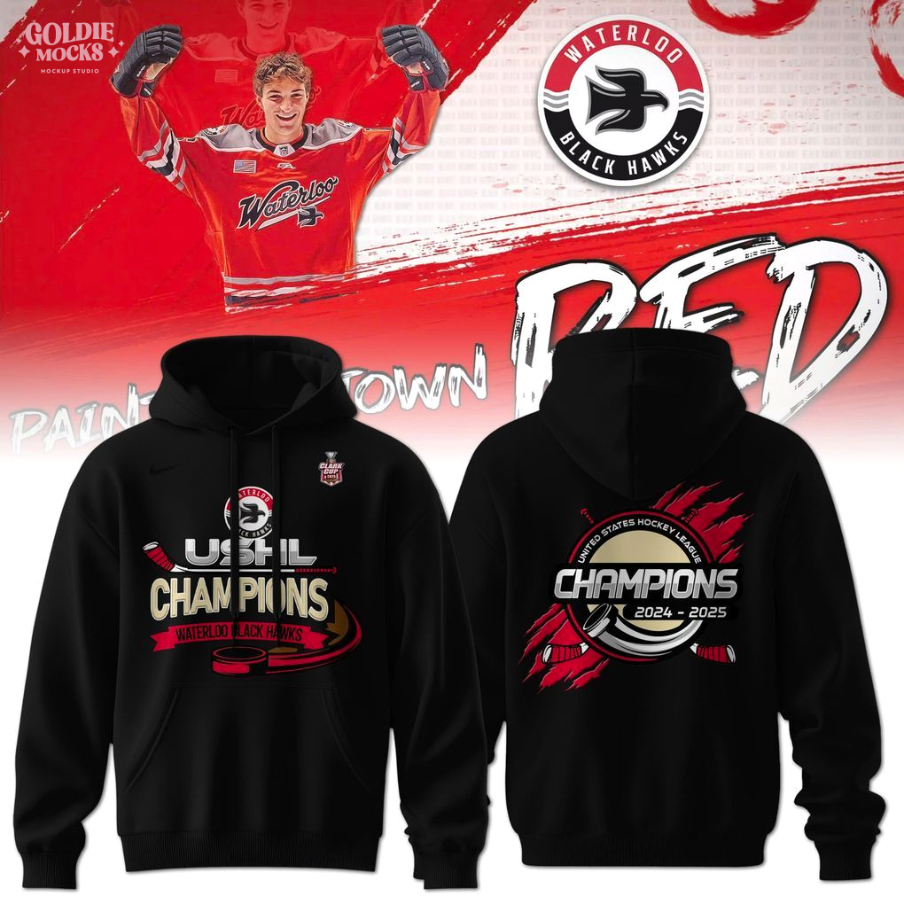 Waterloo Black Hawks 2025 Clark Cup Champions Special Hoodie Waterloo Black Hawks 2025 Clark Cup Champions Special Hoodie