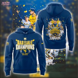 WVU Baseball Big 12 Champions 2025 Navy Teams Hoodie