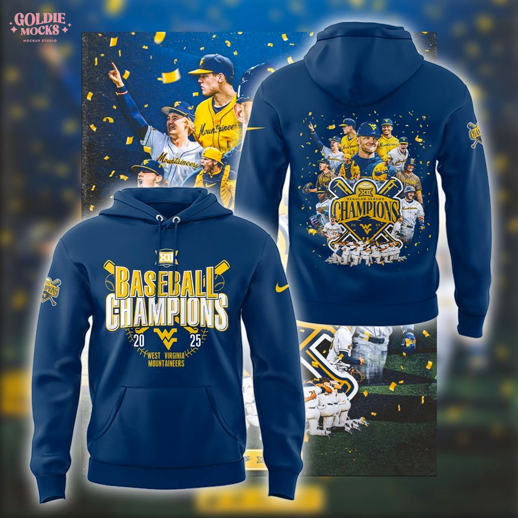 WVU Baseball Big 12 Champions 2025 Navy Teams Hoodie WVU Baseball Big 12 Champions 2025 Navy Teams Hoodie
