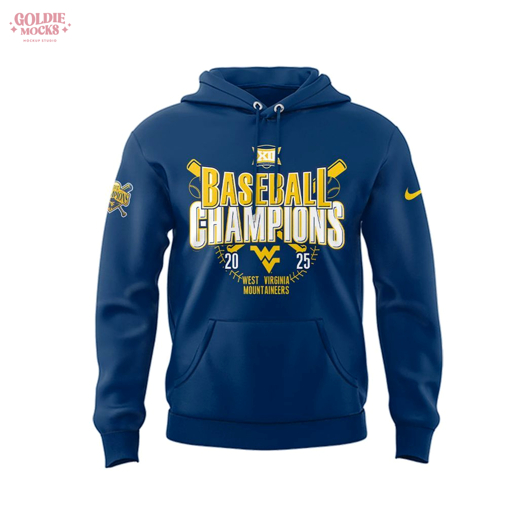 WVU Baseball Big 12 Champions 2025 Navy Teams Hoodie WVU Baseball Big 12 Champions 2025 Navy Teams Hoodie