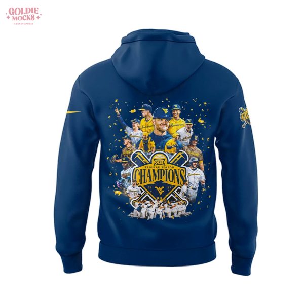 WVU Baseball Big 12 Champions 2025 Navy Teams Hoodie