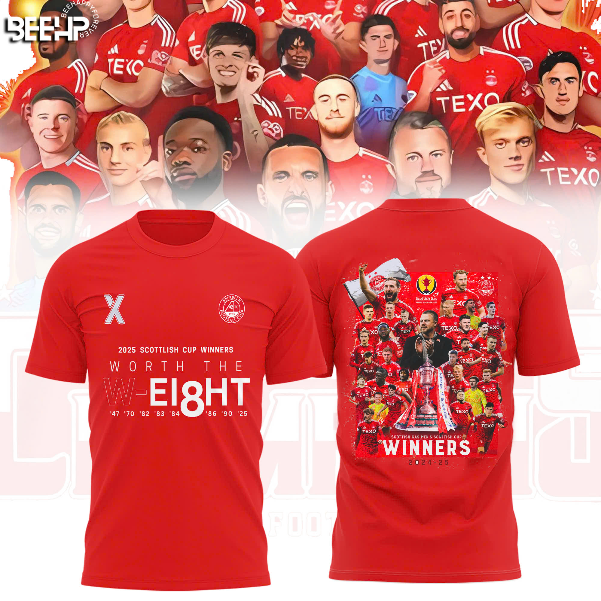 Aberdeen F.C 2025 Scotland Cup Winners T-Shirt Aberdeen F.C 2025 Scotland Cup Winners T-Shirt