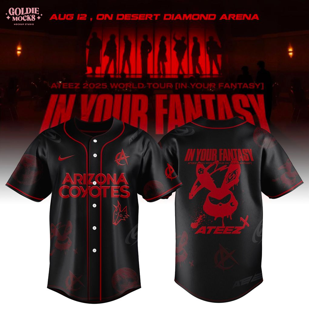 Arizona Coyotes x Ateez 2025 World Tour In Your Fantasy Black Jersey Arizona Coyotes x Ateez 2025 World Tour In Your Fantasy Black Jersey