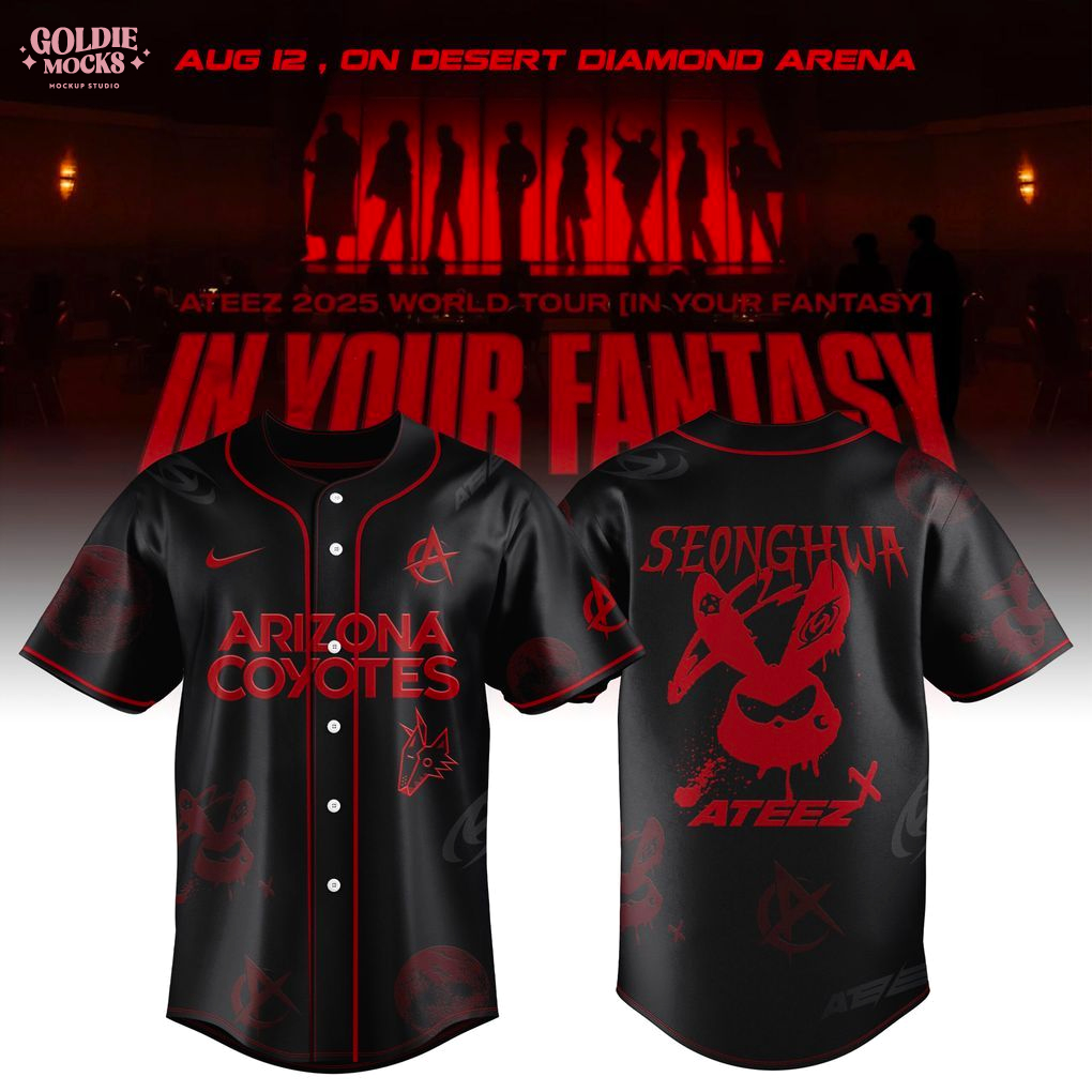 Arizona Coyotes x Ateez 2025 World Tour In Your Fantasy Black Jersey Arizona Coyotes x Ateez 2025 World Tour In Your Fantasy Black Jersey