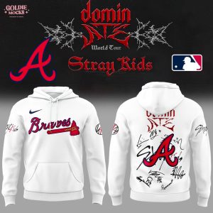 Atlanta Braves x Stray Kids Domin ATE Tour 2025 White Hoodie