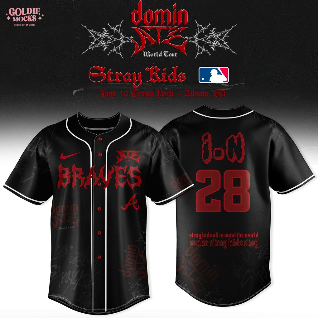 Atlanta Braves x Stray Kids Dominate World Tour 2025 All Team Jersey Atlanta Braves x Stray Kids Dominate World Tour 2025 All Team Jersey