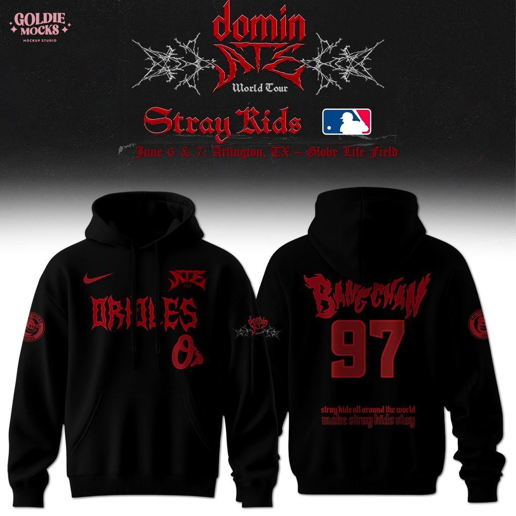 Baltimore Orioles x Stray Kids Dominate World Tour 2025 All Team Hoodie Baltimore Orioles x Stray Kids Dominate World Tour 2025 All Team Hoodie