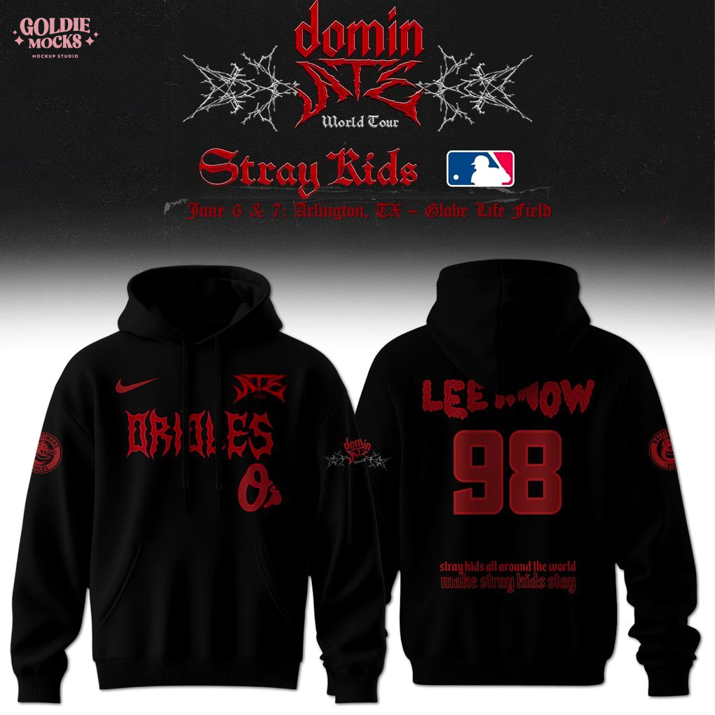 Baltimore Orioles x Stray Kids Dominate World Tour 2025 All Team Hoodie Baltimore Orioles x Stray Kids Dominate World Tour 2025 All Team Hoodie