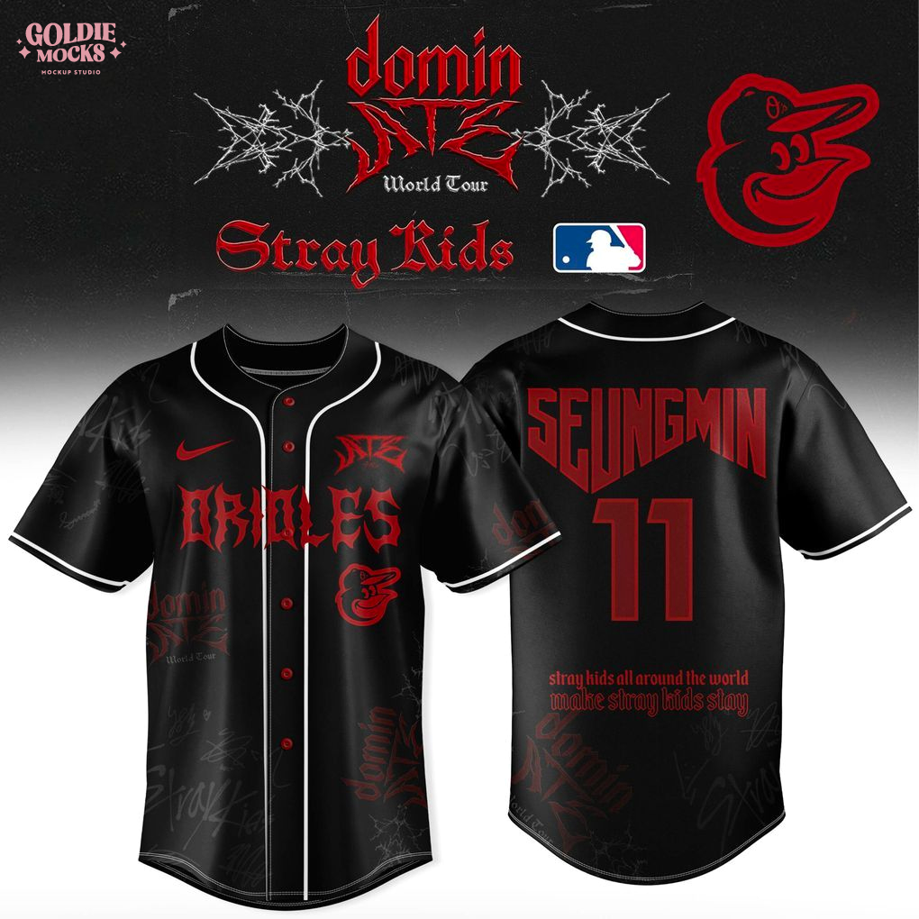 Baltimore Orioles x Stray Kids Dominate World Tour 2025 All Team Jersey Baltimore Orioles x Stray Kids Dominate World Tour 2025 All Team Jersey