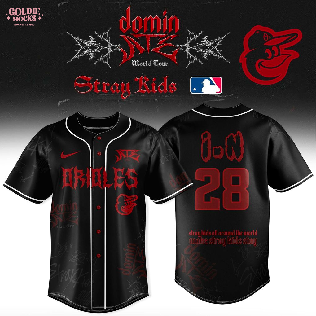 Baltimore Orioles x Stray Kids Dominate World Tour 2025 All Team Jersey Baltimore Orioles x Stray Kids Dominate World Tour 2025 All Team Jersey