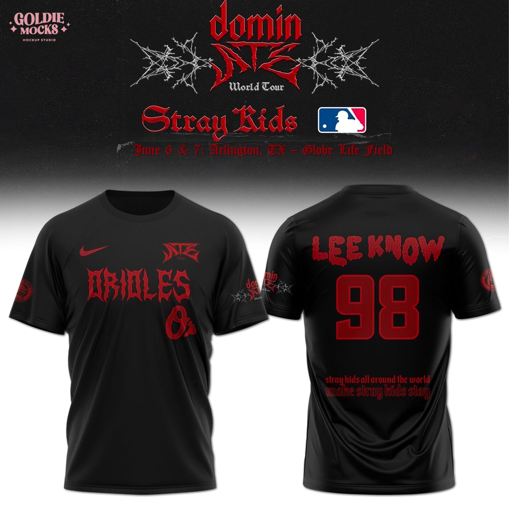 Baltimore Orioles x Stray Kids Dominate World Tour 2025 All Team T-Shirt Baltimore Orioles x Stray Kids Dominate World Tour 2025 All Team T-Shirt