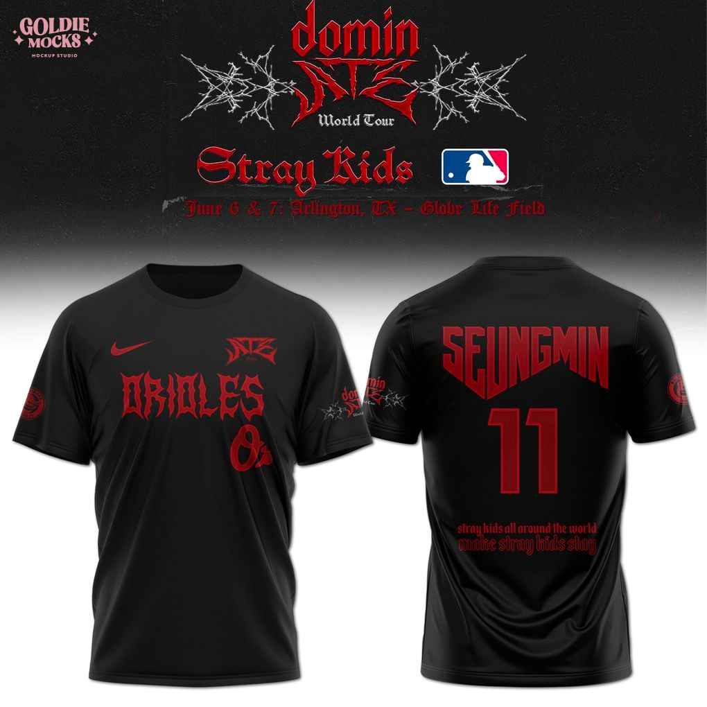 Baltimore Orioles x Stray Kids Dominate World Tour 2025 All Team T-Shirt Baltimore Orioles x Stray Kids Dominate World Tour 2025 All Team T-Shirt