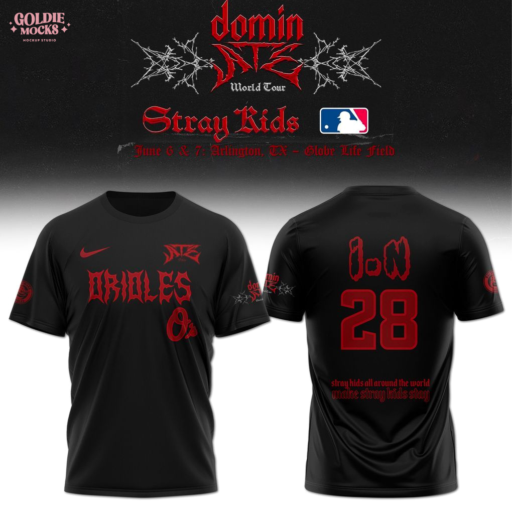 Baltimore Orioles x Stray Kids Dominate World Tour 2025 All Team T-Shirt Baltimore Orioles x Stray Kids Dominate World Tour 2025 All Team T-Shirt