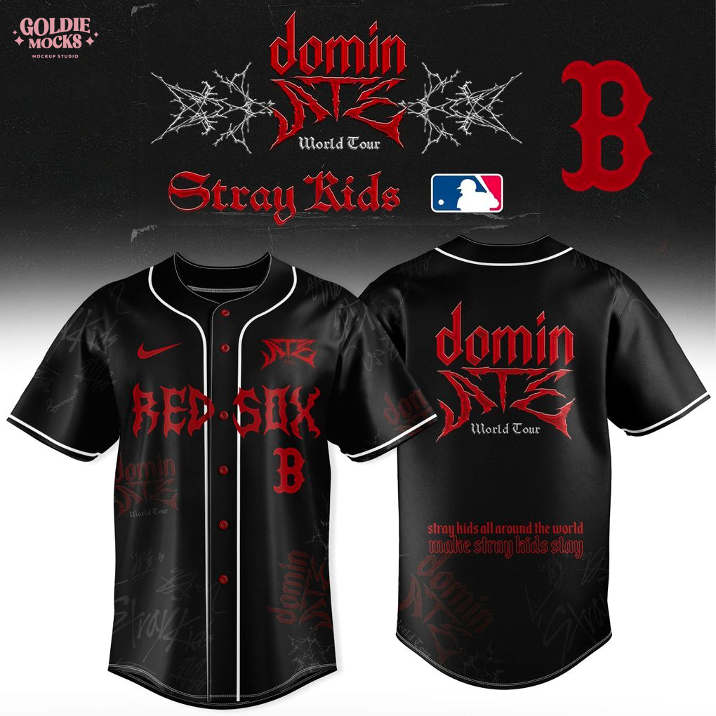 Boston Red Sox x Stray Kids Dominate World Tour 2025 All Team Jersey Boston Red Sox x Stray Kids Dominate World Tour 2025 All Team Jersey