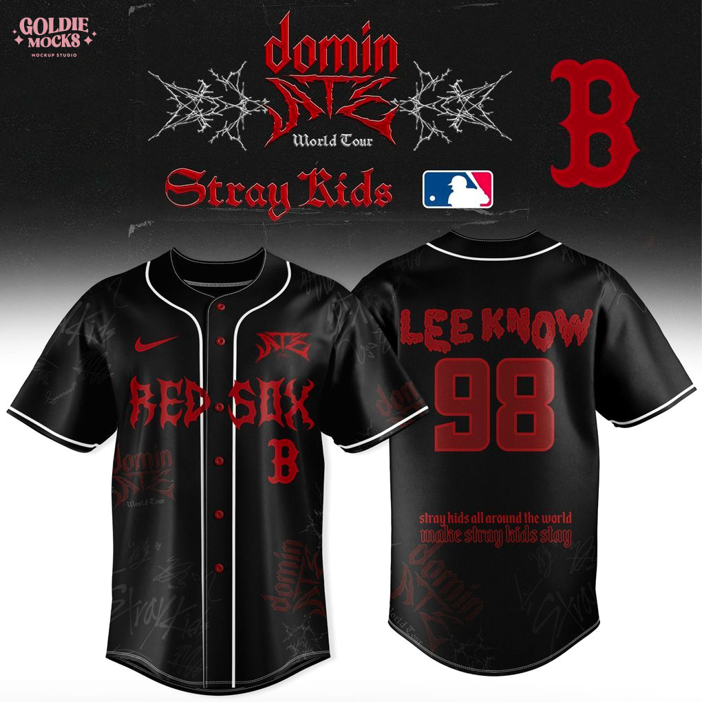 Boston Red Sox x Stray Kids Dominate World Tour 2025 All Team Jersey Boston Red Sox x Stray Kids Dominate World Tour 2025 All Team Jersey