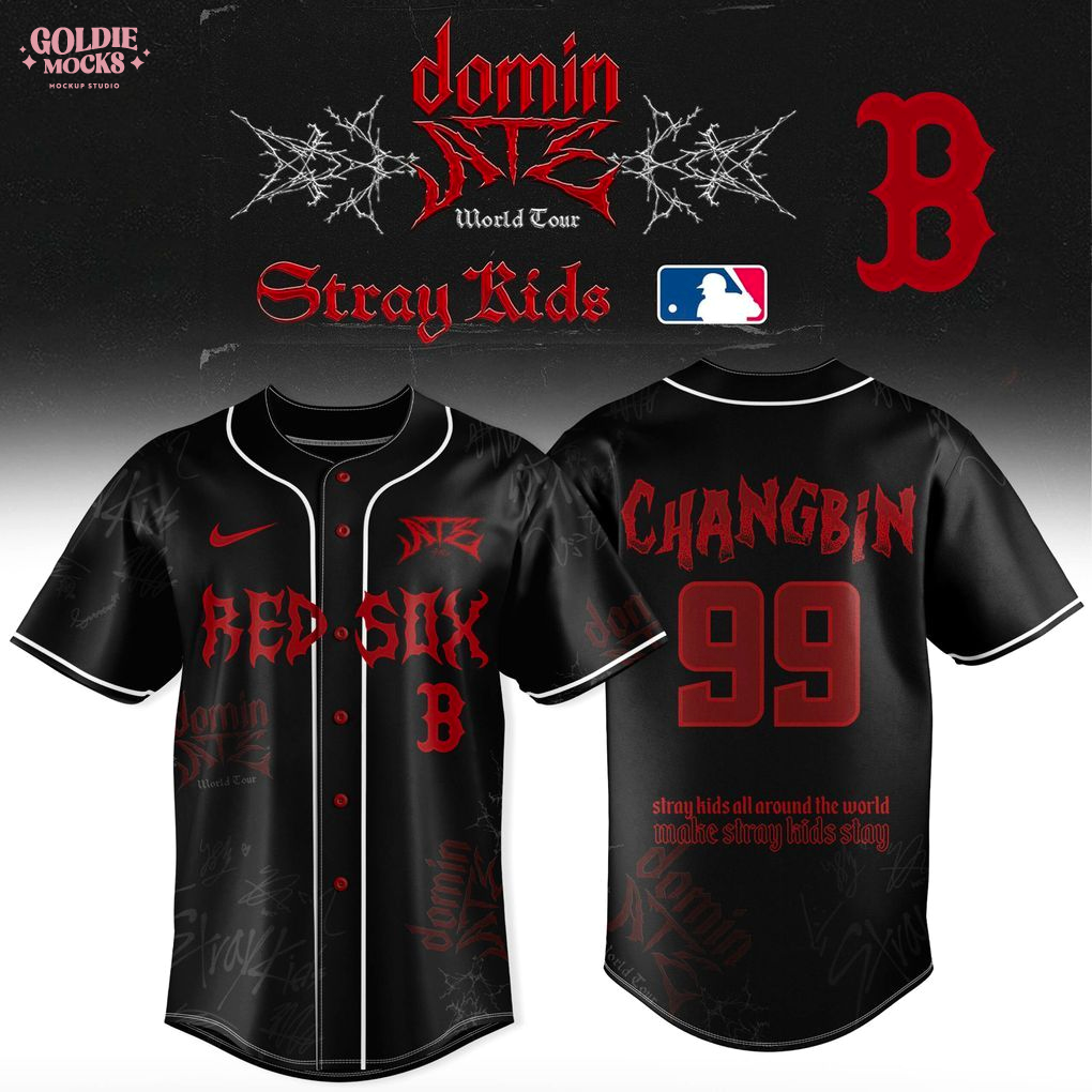 Boston Red Sox x Stray Kids Dominate World Tour 2025 All Team Jersey Boston Red Sox x Stray Kids Dominate World Tour 2025 All Team Jersey