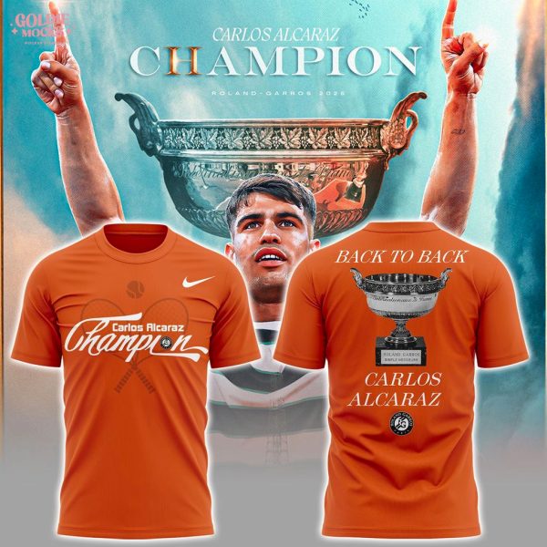 Carlos Alcaraz Back to Back Champions 2025 Orange T-Shirt