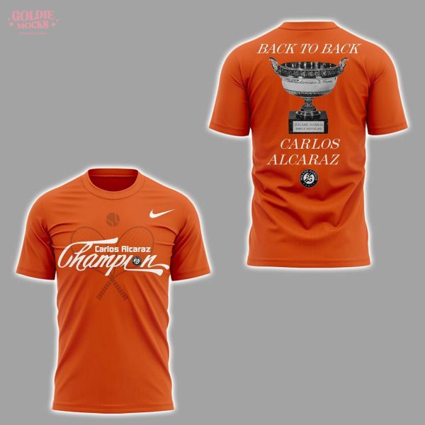 Carlos Alcaraz Back to Back Champions 2025 Orange T-Shirt