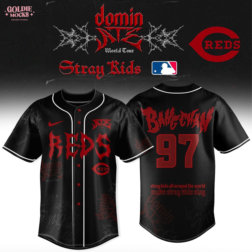 Cincinnati Reds x Stray Kids Dominate World Tour 2025 All Team Jersey Cincinnati Reds x Stray Kids Dominate World Tour 2025 All Team Jersey