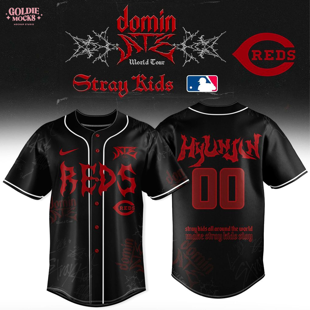 Cincinnati Reds x Stray Kids Dominate World Tour 2025 All Team Jersey Cincinnati Reds x Stray Kids Dominate World Tour 2025 All Team Jersey