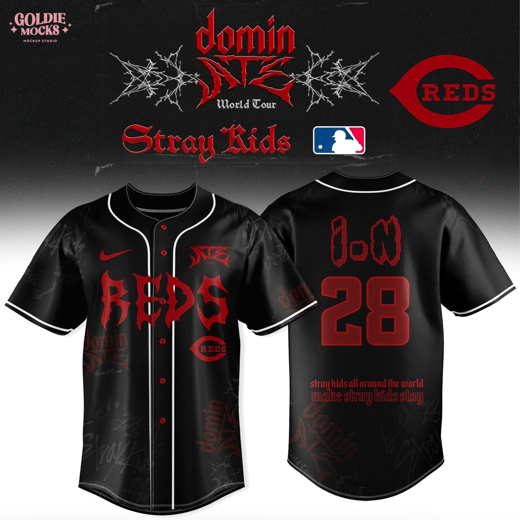 Cincinnati Reds x Stray Kids Dominate World Tour 2025 All Team Jersey Cincinnati Reds x Stray Kids Dominate World Tour 2025 All Team Jersey