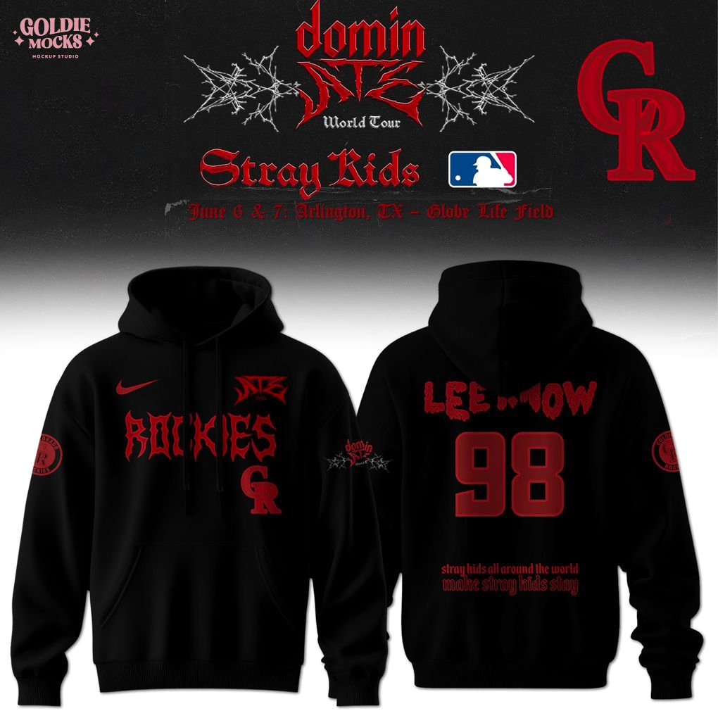 Colorado Rockies x Stray Kids Dominate World Tour 2025 All Team Hoodie Colorado Rockies x Stray Kids Dominate World Tour 2025 All Team Hoodie