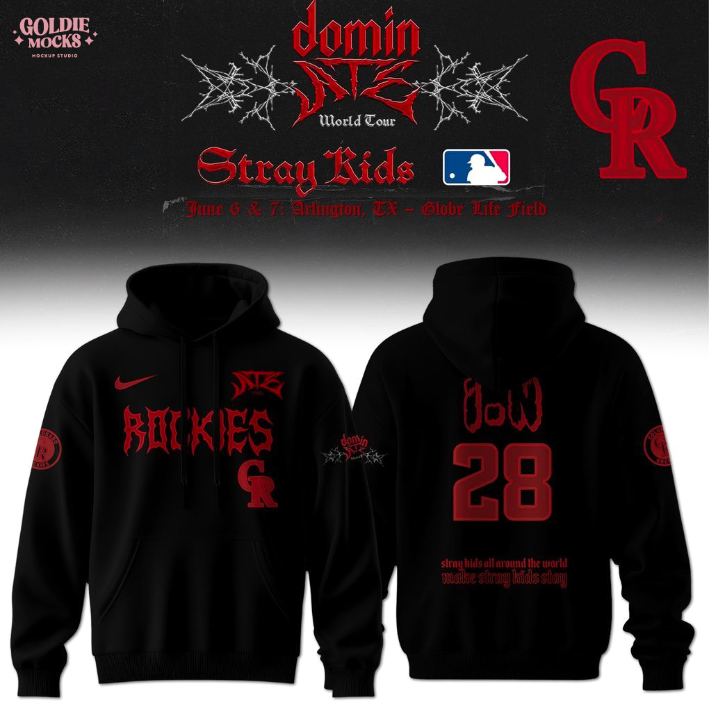 Colorado Rockies x Stray Kids Dominate World Tour 2025 All Team Hoodie Colorado Rockies x Stray Kids Dominate World Tour 2025 All Team Hoodie