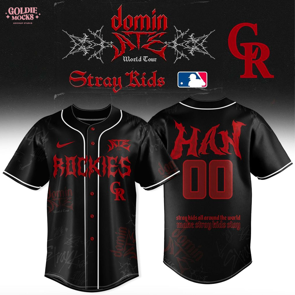 Colorado Rockies x Stray Kids Dominate World Tour 2025 All Team Jersey Colorado Rockies x Stray Kids Dominate World Tour 2025 All Team Jersey