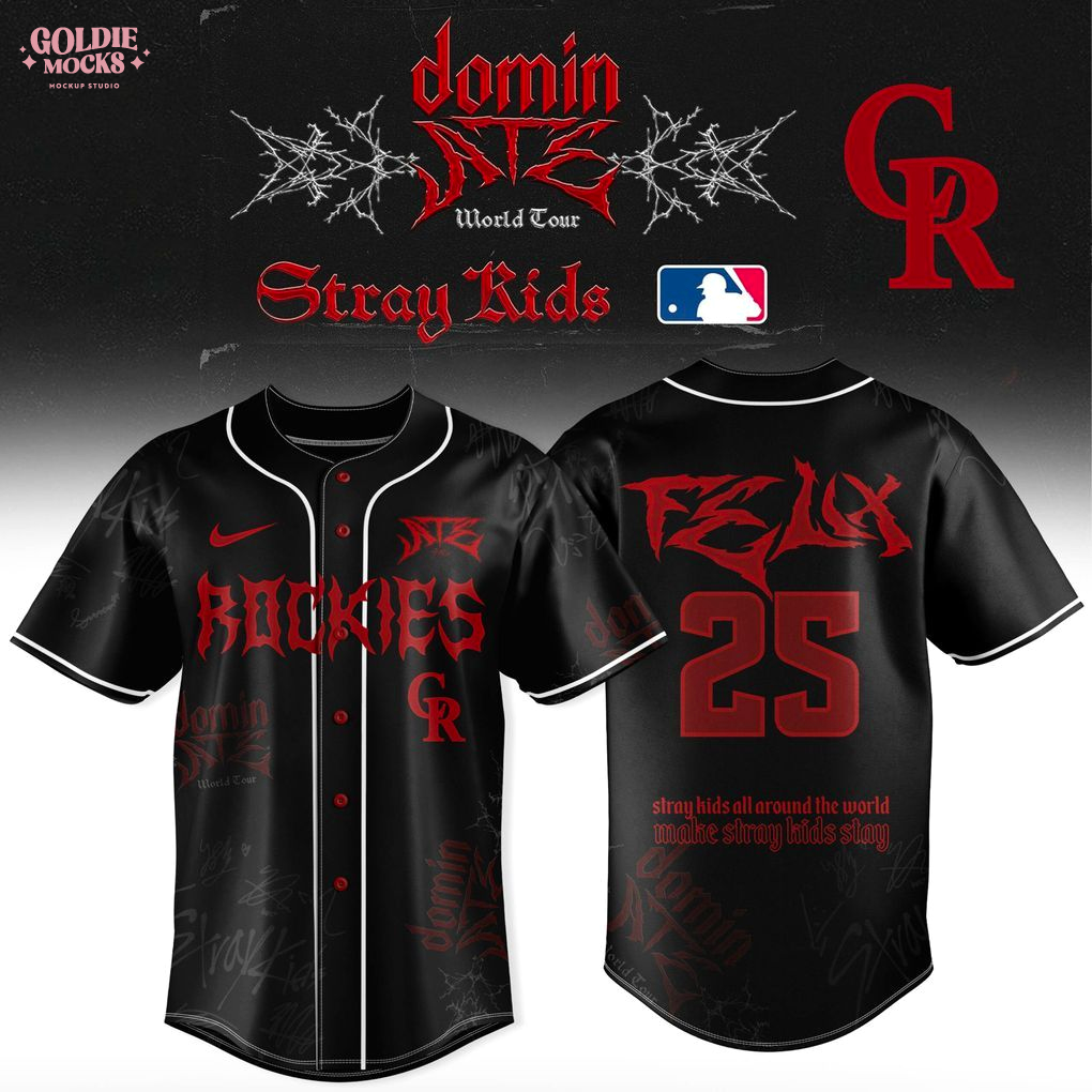 Colorado Rockies x Stray Kids Dominate World Tour 2025 All Team Jersey Colorado Rockies x Stray Kids Dominate World Tour 2025 All Team Jersey