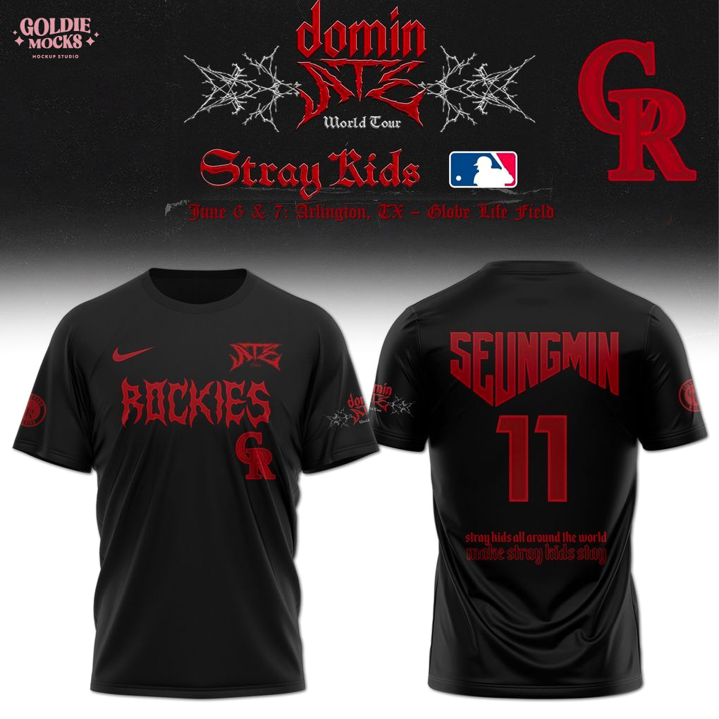 Colorado Rockies x Stray Kids Dominate World Tour 2025 All Team T-Shirt Colorado Rockies x Stray Kids Dominate World Tour 2025 All Team T-Shirt
