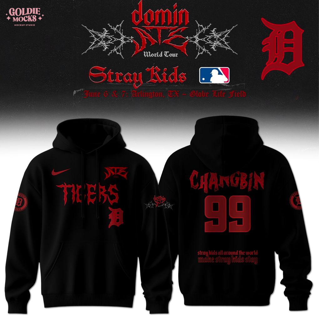 Detroit Tigers x Stray Kids Dominate World Tour 2025 All Team Hoodie Detroit Tigers x Stray Kids Dominate World Tour 2025 All Team Hoodie