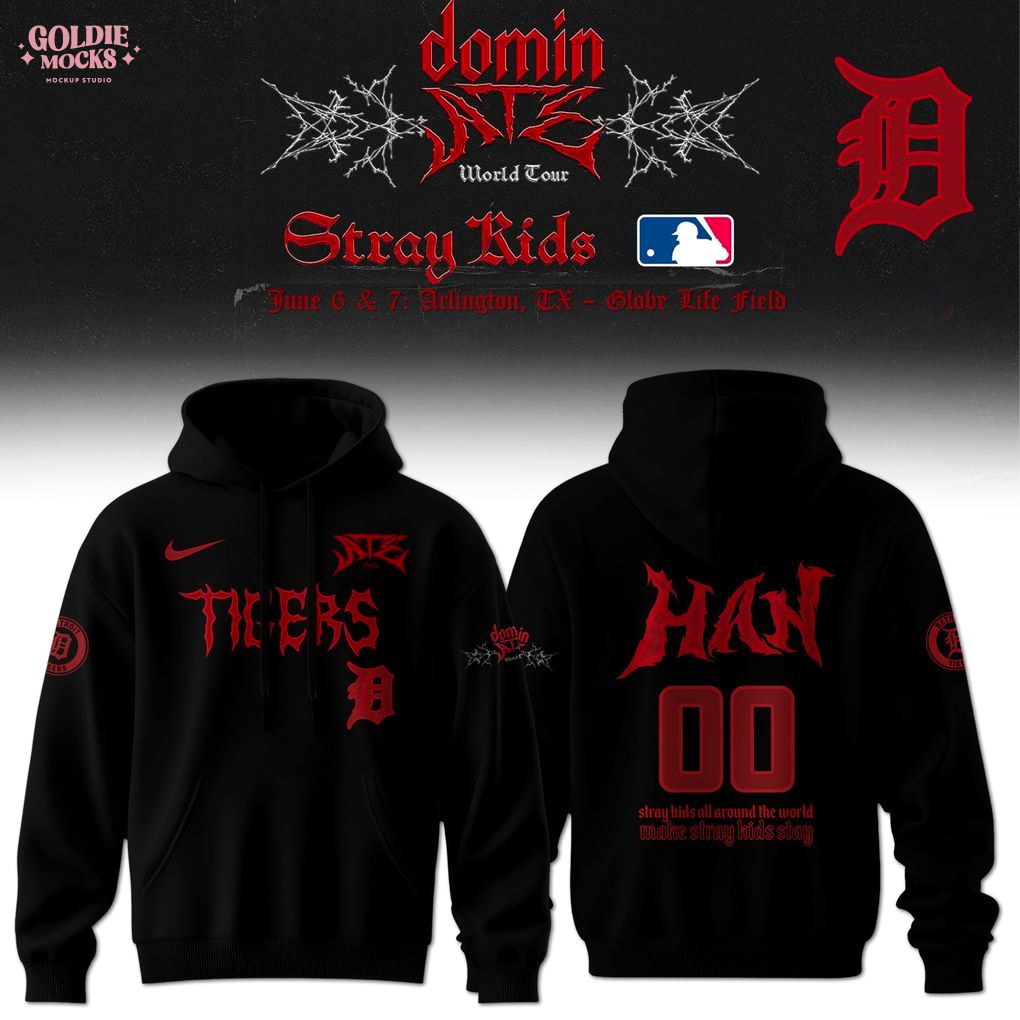 Detroit Tigers x Stray Kids Dominate World Tour 2025 All Team Hoodie Detroit Tigers x Stray Kids Dominate World Tour 2025 All Team Hoodie